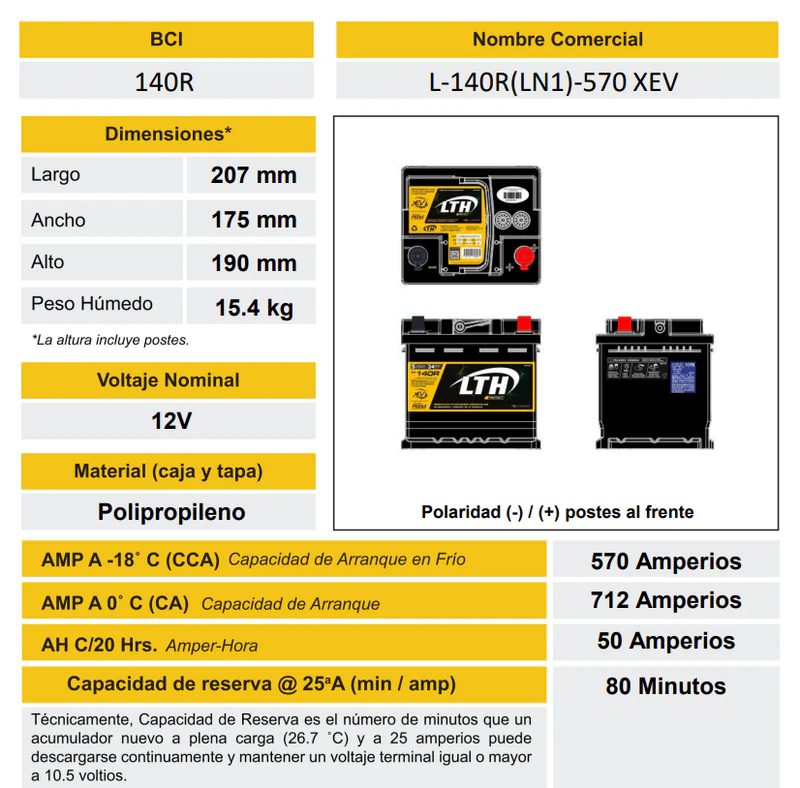 XEV-140R-570 BATERIA LTH PROTECT - Imagen 4